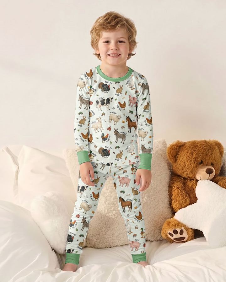 Barnyard Animals Bamboo Two Piece Long Sleeve Pajama Set