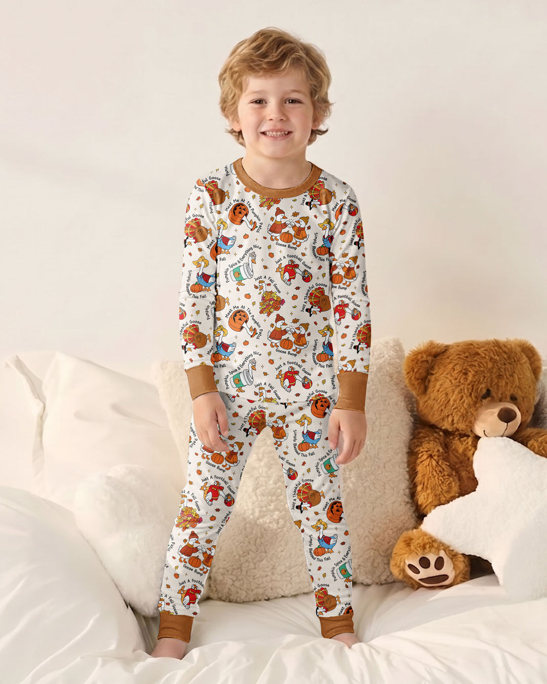 Just A Fall Goose Family Matching Bamboo Two Piece Long Sleeve Pajama Set
