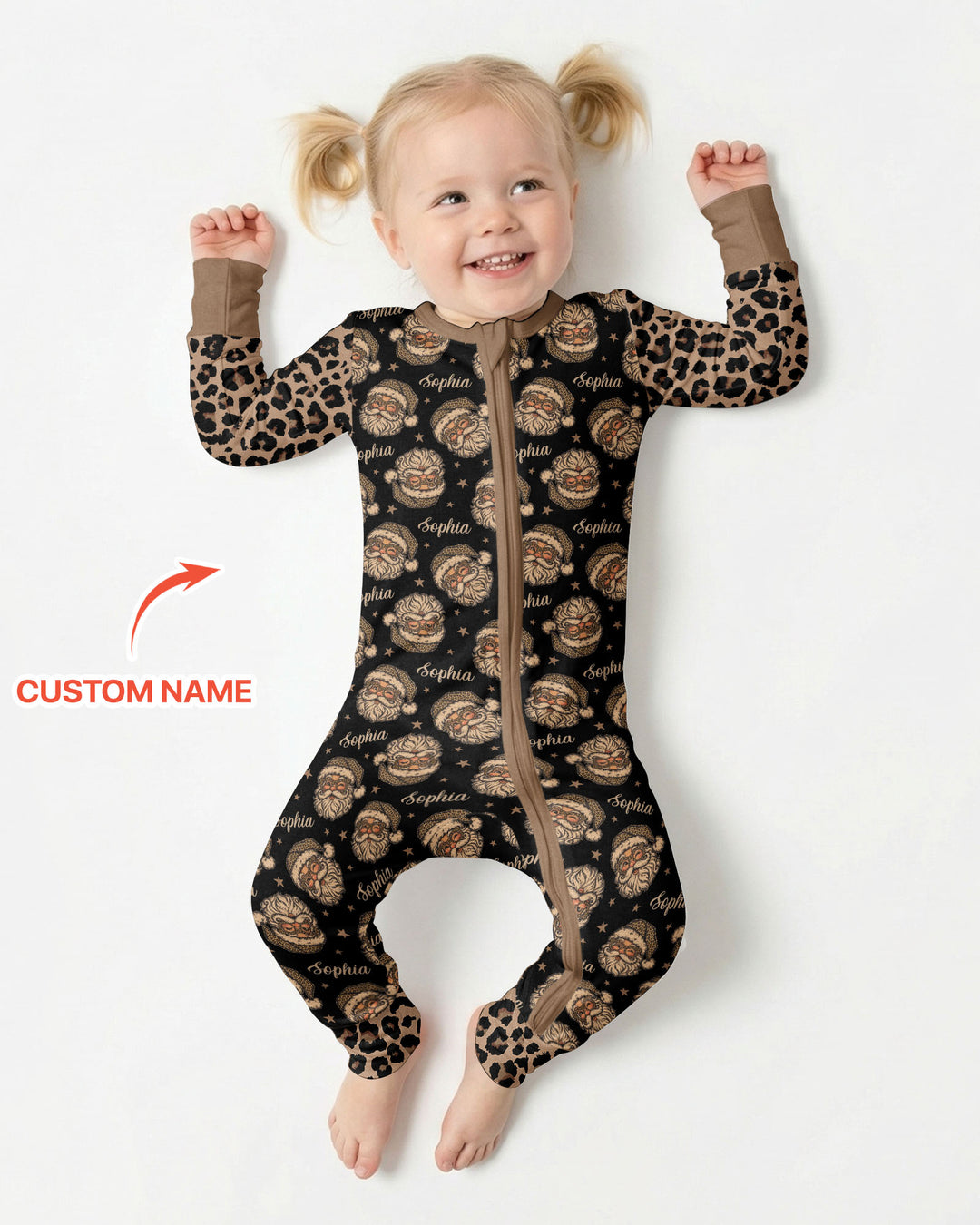 Custom Name Vintage Leopard Santa Bamboo Convertible Zippy