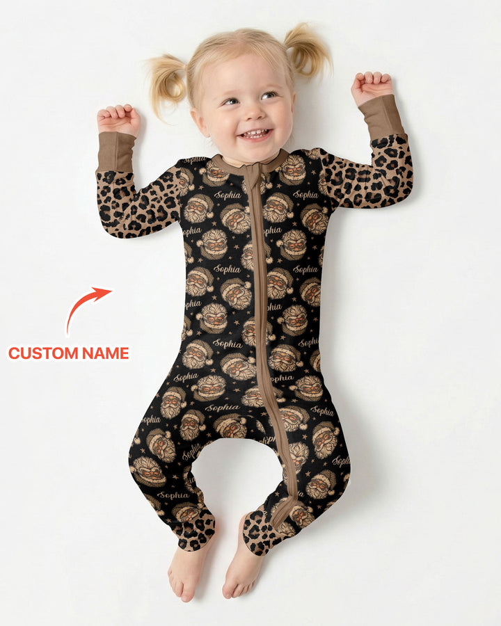 Custom Name Vintage Leopard Santa Bamboo Convertible Zippy