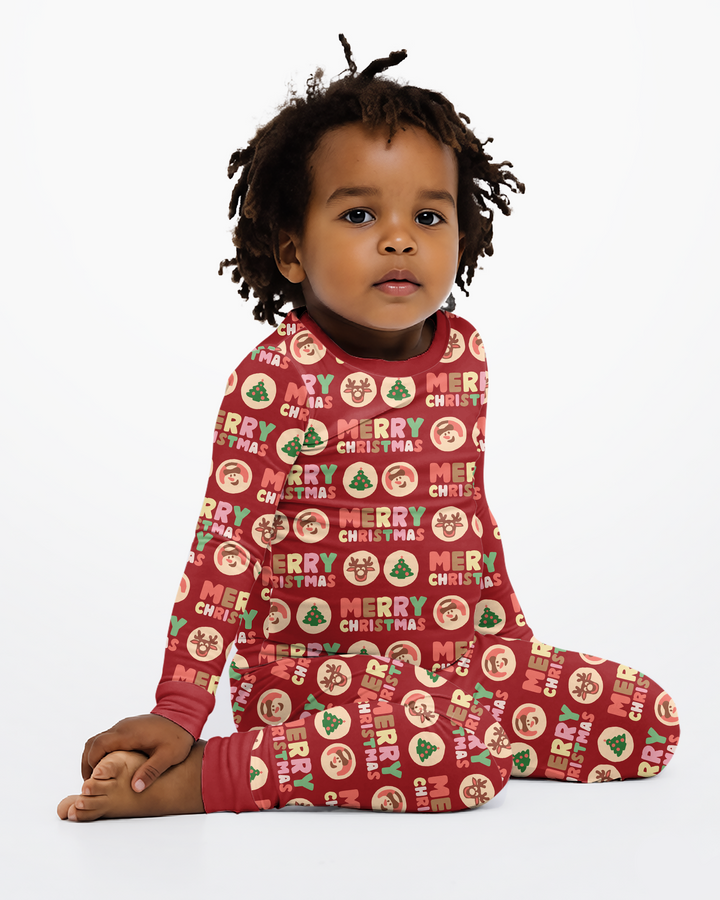 Merry Christmas Cookies Bamboo Two Piece Long Sleeve Pajama Set
