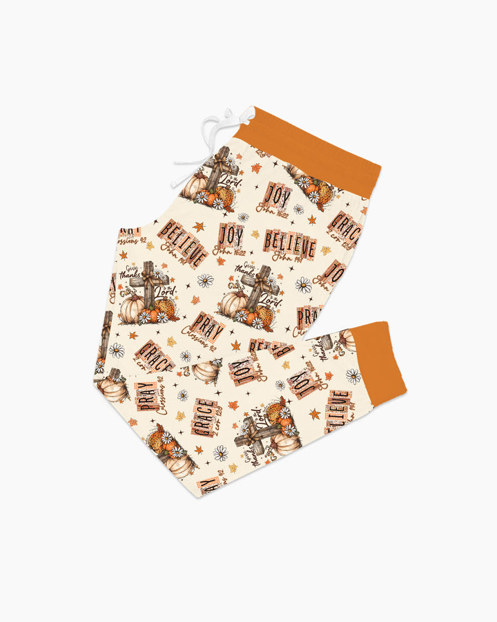 Floral Fall Give Thanks To The Lord Bamboo Women Pajama Set