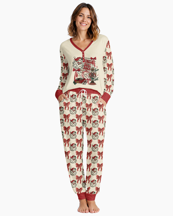 Retro Christmas Jingle Bell Rock Bamboo Women Pajama Set