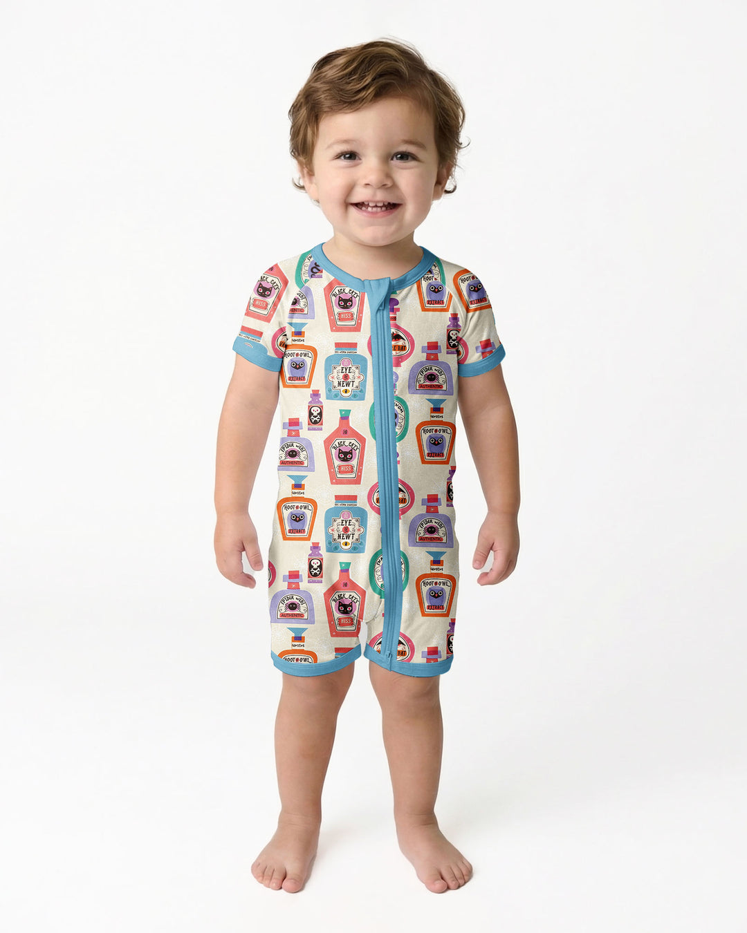 Retro Halloween Potions Bamboo Shorty Zippy