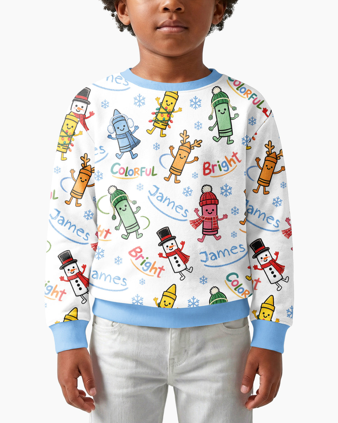 Custom Name Bright & Colorful Bamboo Crewneck Sweatshirt