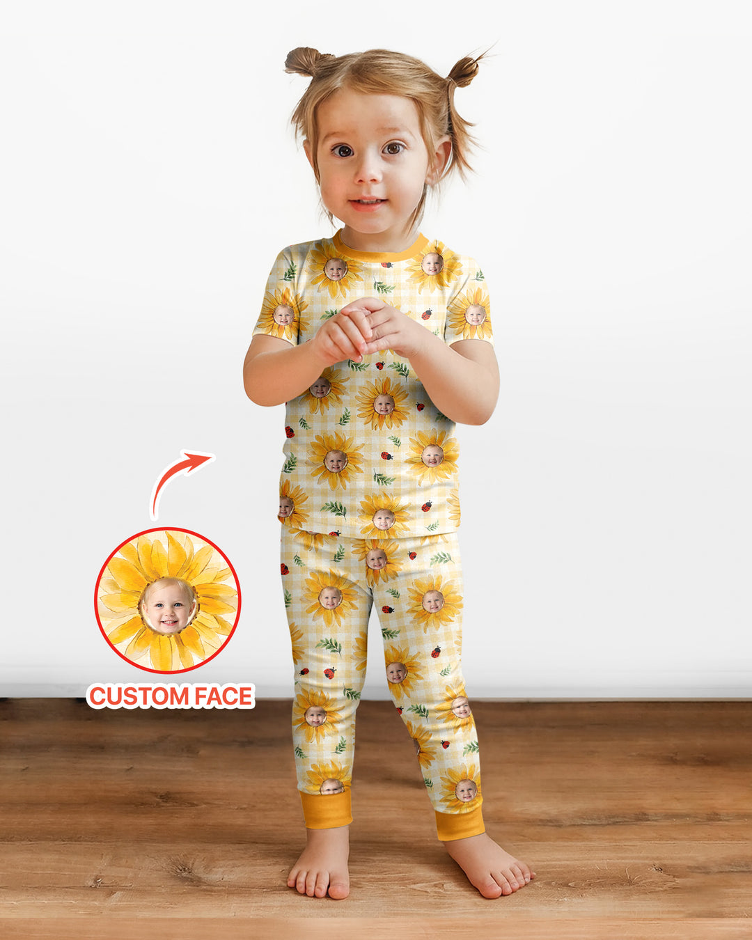Custom Photo Be The Sunshine Bamboo Two Piece Short Sleeve Pajama Set