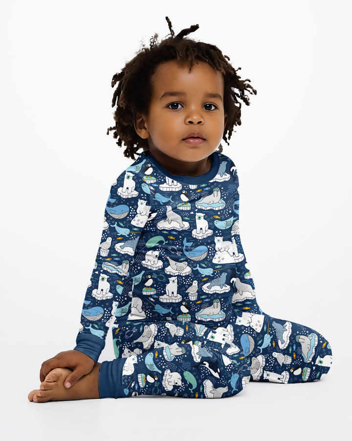 Animal Icebergs Bamboo Two Piece Long Sleeve Pajama Set