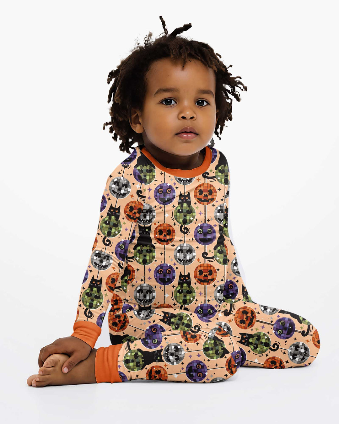 Groovy Halloween Disco Cat Bamboo Two Piece Long Sleeve Pajama Set
