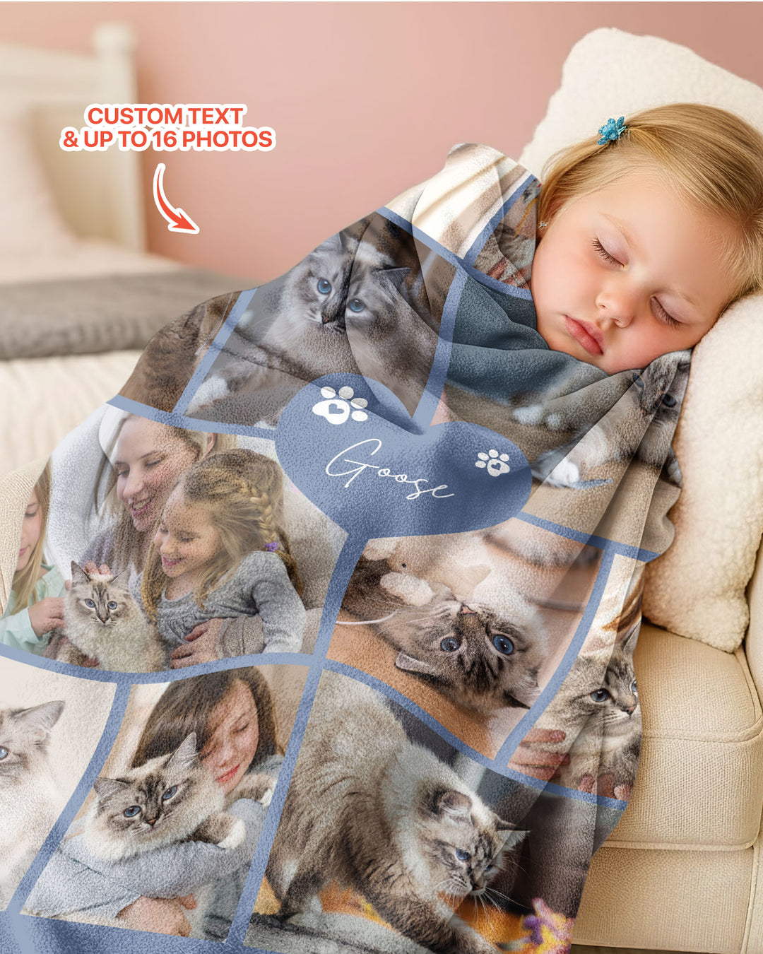 Custom Pet Photo Collage Bamboo Blanket
