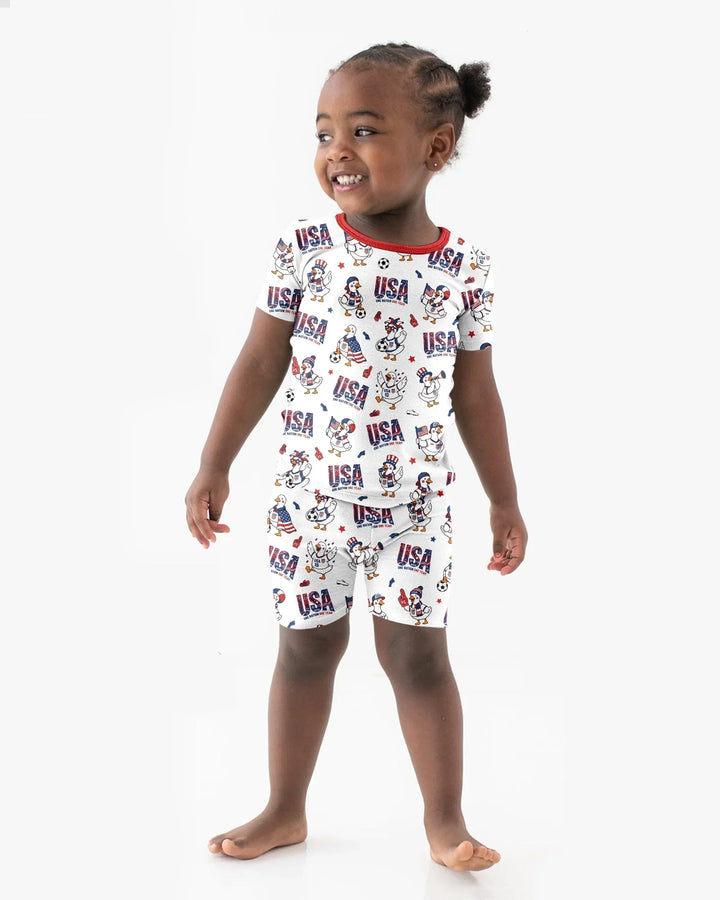 One Nation One Team Bamboo Two Piece Short Sleeve Shorts Pajama Set