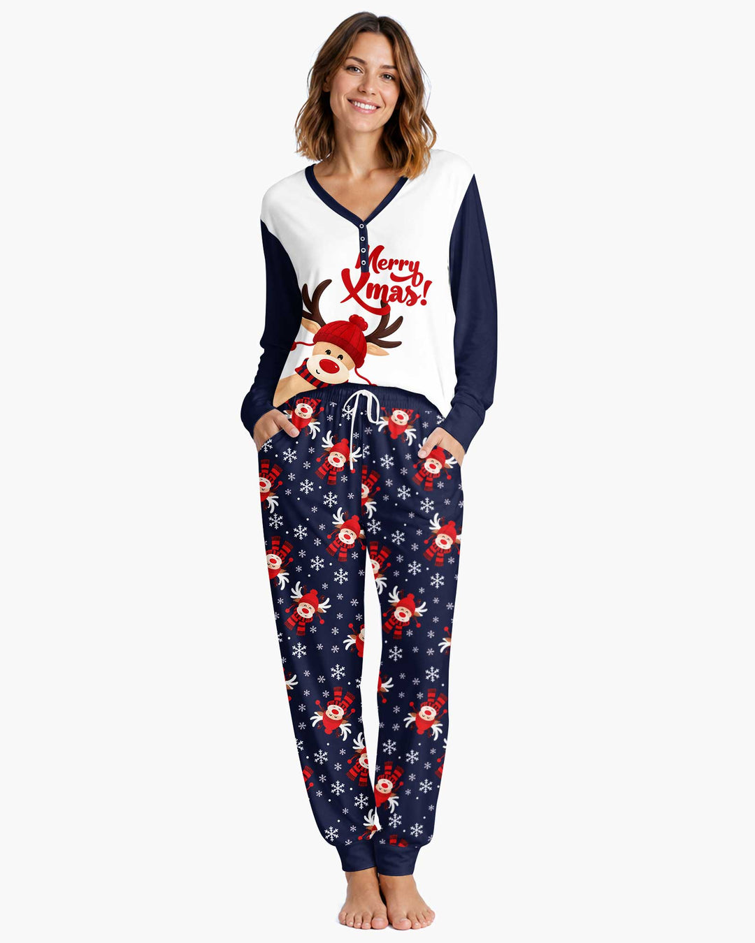 Merry Reindeer Nights Bamboo Women Pajama Set