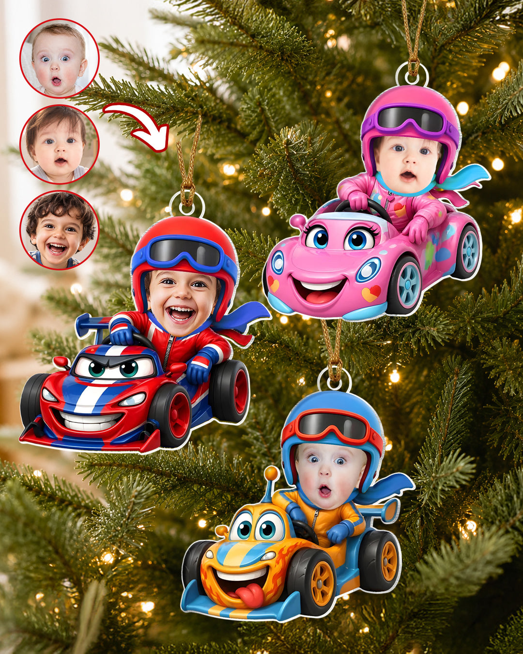 Little Speedster Personalized 1-Side Photo Acrylic Ornament