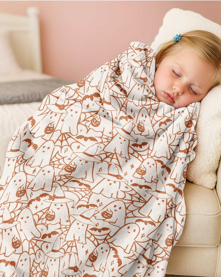 Boo Trick or Treat Ghosts Halloween Bamboo Blanket