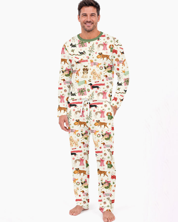 Festive Dog Merry Woofmas Bamboo Men's Pajama Set