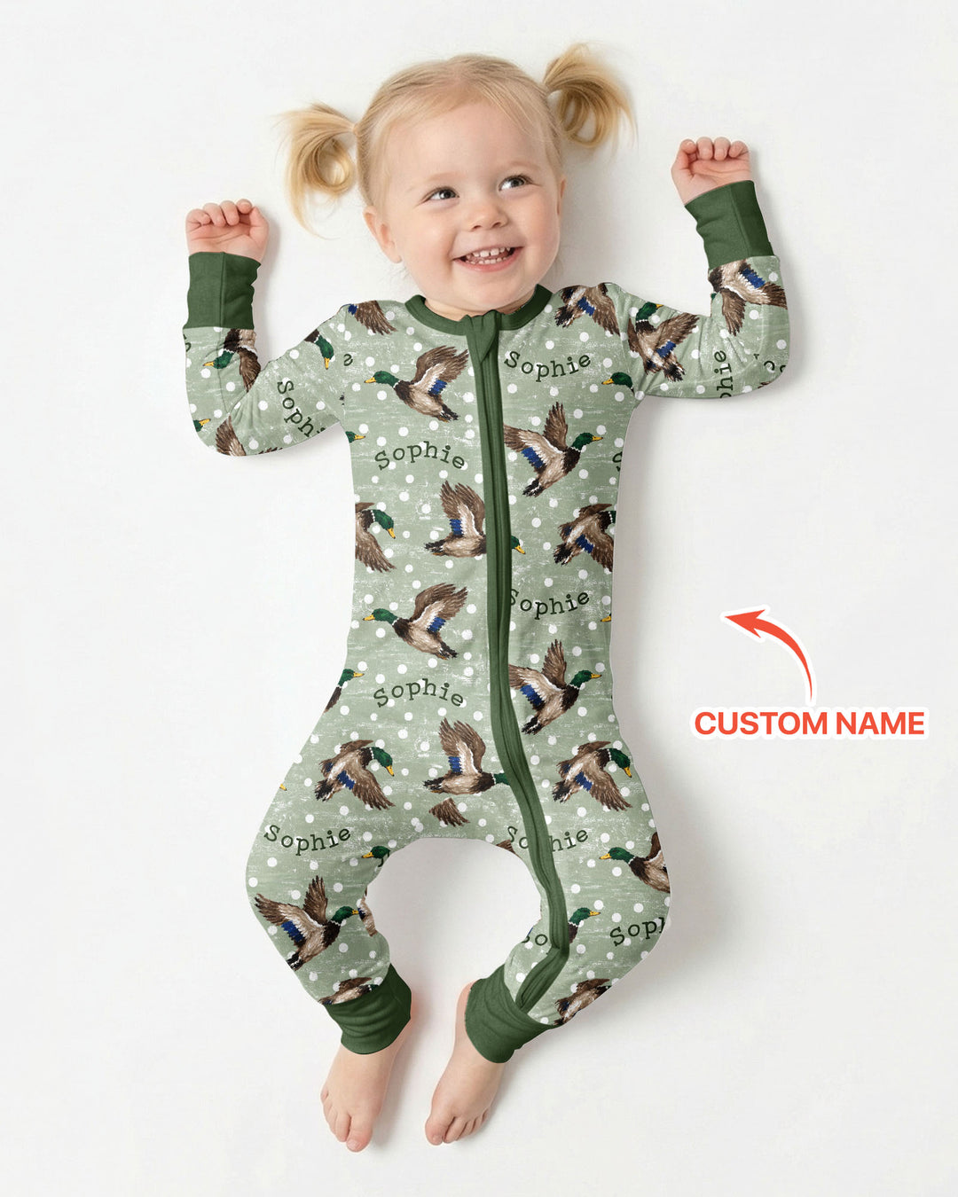 Custom Name Flying Mallard Duck Bamboo Convertible Zippy