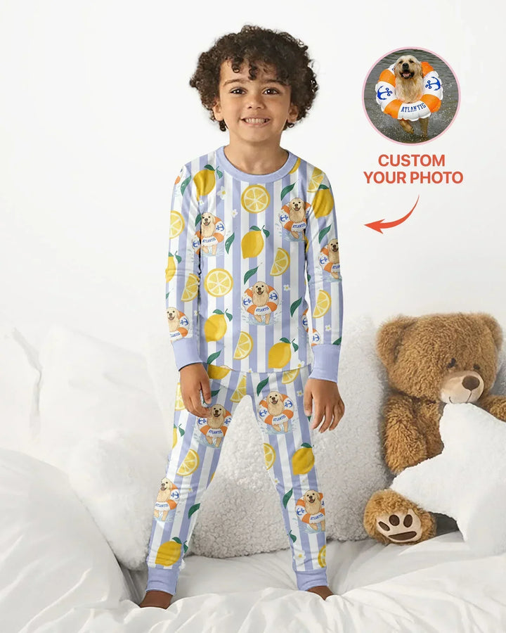Zweiteiliges Langarm-Pyjama-Set mit Sommerfrüchten