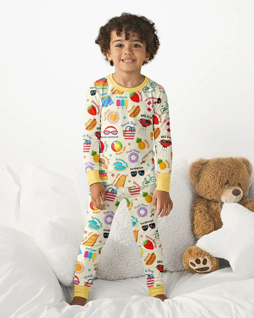 Zweiteiliges Langarm-Pyjama-Set mit Sommerfrüchten