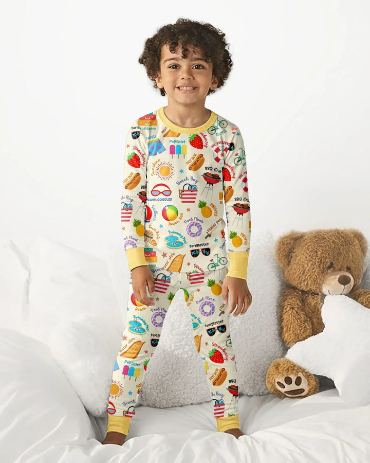 Zweiteiliges Langarm-Pyjama-Set mit Sommerfrüchten