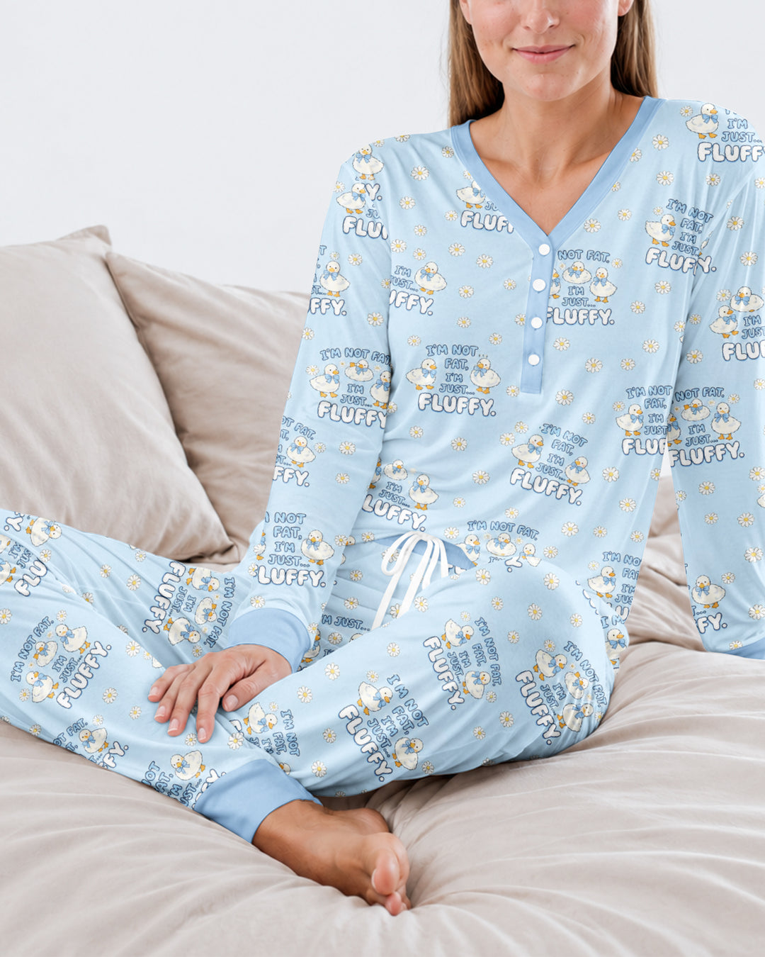 Not Fat Just Fluffy Bamboo Women Pajama Set