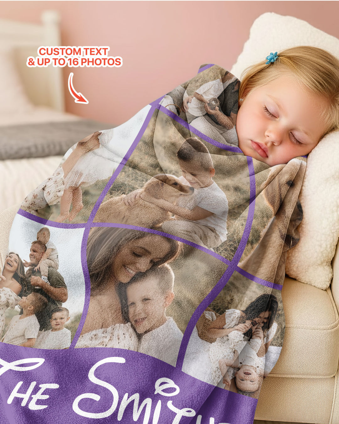 Custom Photo Collage Family Bamboo Blanket