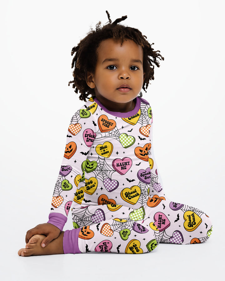 Halloween Candy Hearts Bamboo Two Piece Long Sleeve Pajama Set