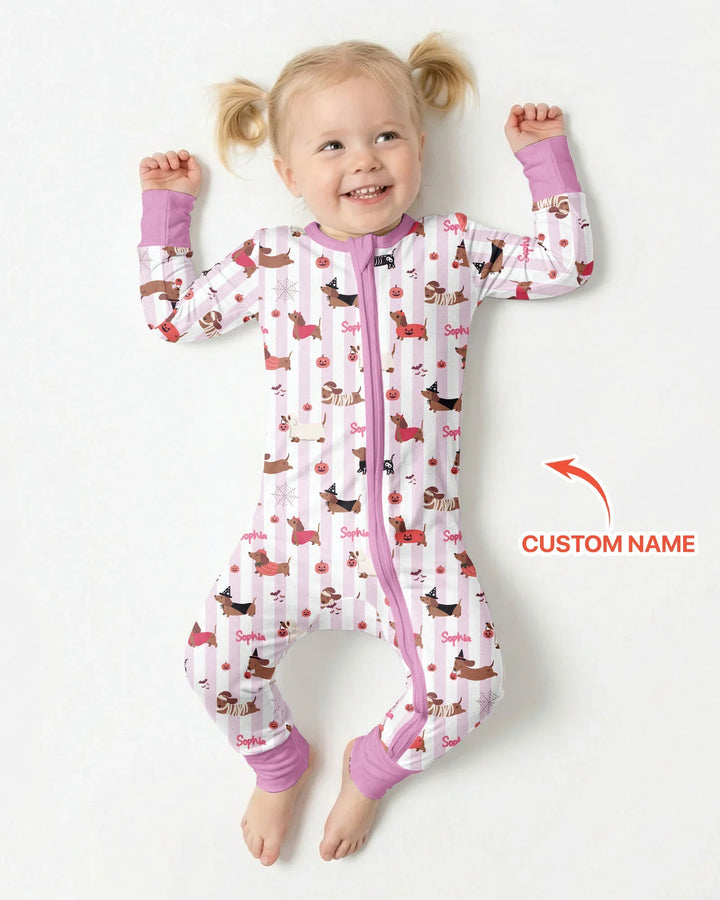 Custom Name Boo Crew Halloween Dachshund  Bamboo Convertible Zippy
