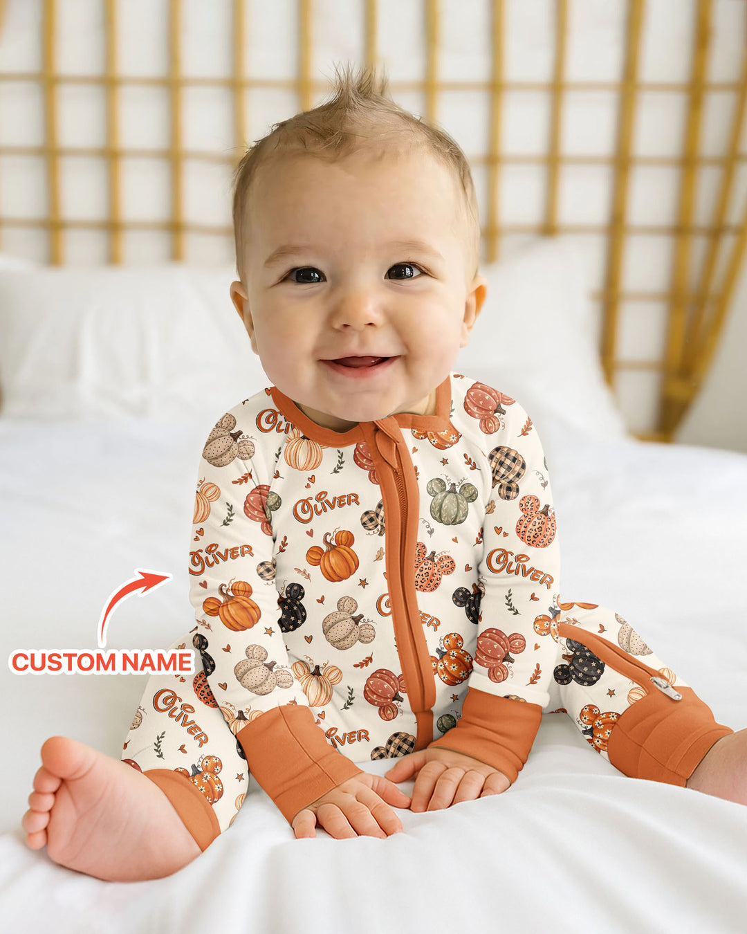 Custom Name Preppy Fall Mouse Bamboo Convertible Zippy