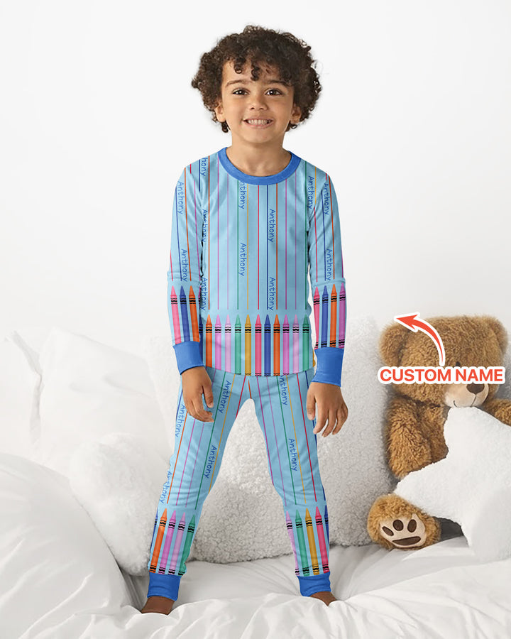 Zweiteiliges Langarm-Pyjama-Set mit Sommerfrüchten