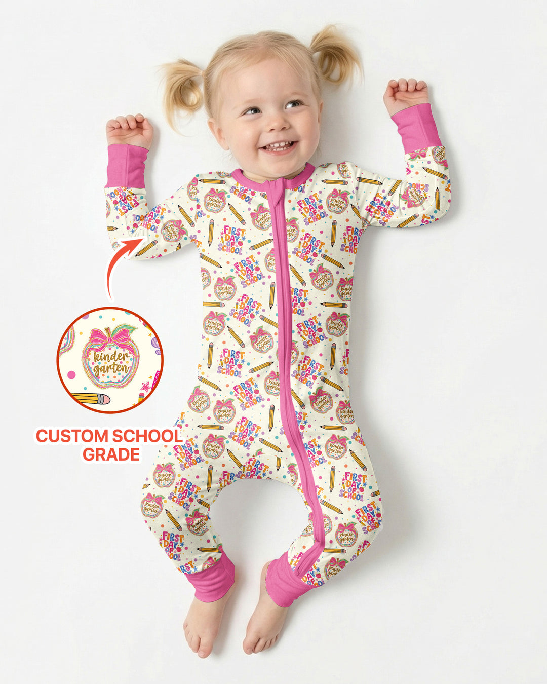 Custom School Grade First Day Cutie Bamboo Convertible Zippy