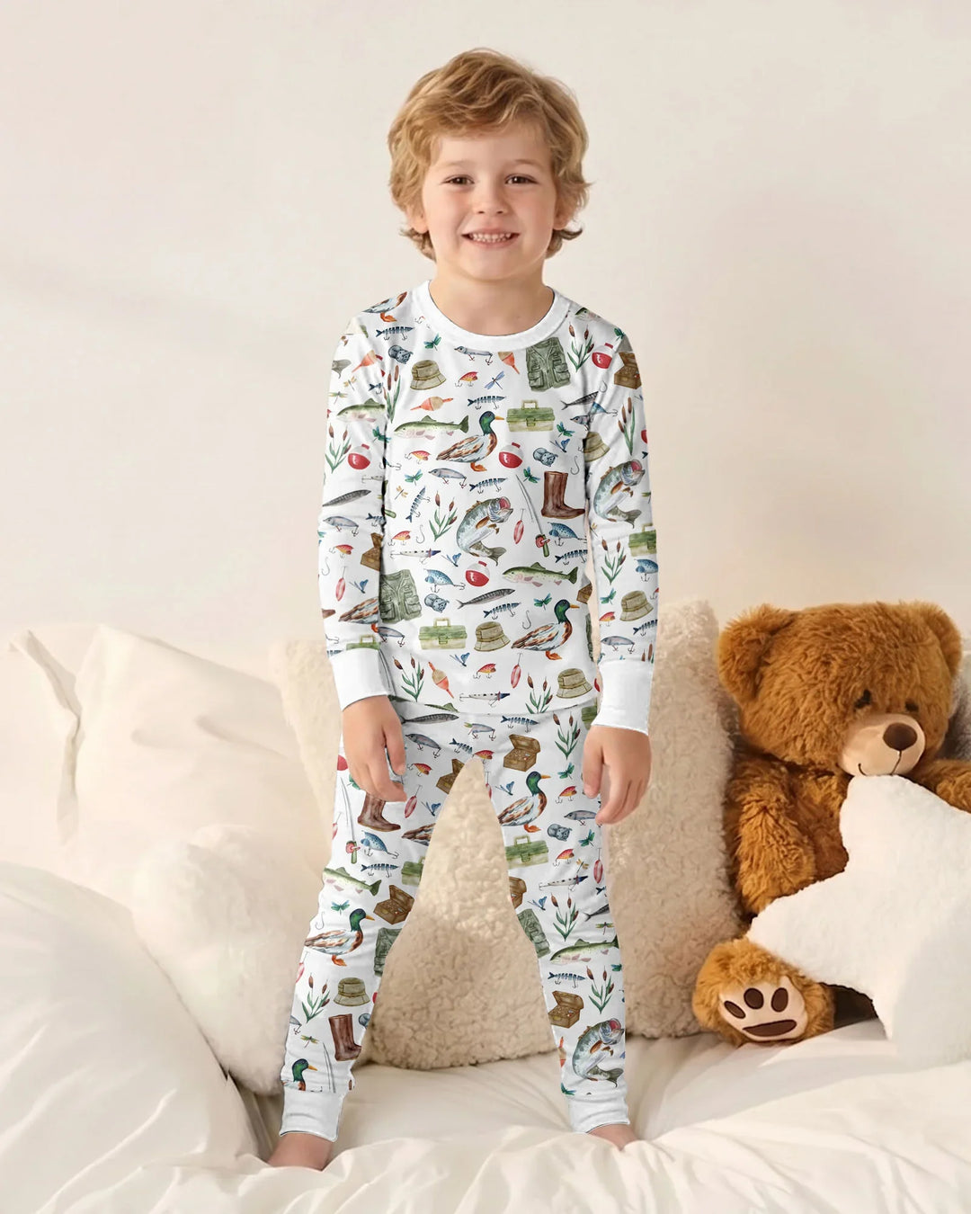 Zweiteiliges Langarm-Pyjama-Set mit Sommerfrüchten
