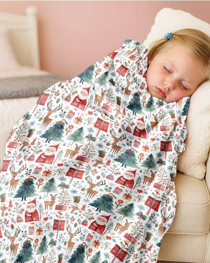 Christmas Tree Santa Bamboo Blanket
