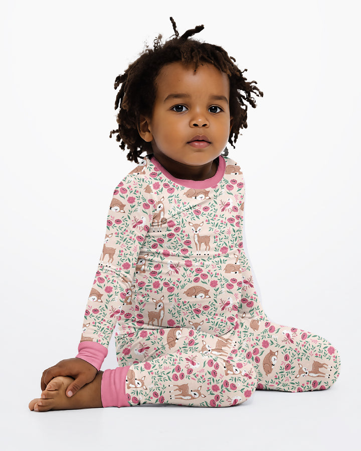 Little Deer Meadow Bamboo Two Piece Long Sleeve Pajama Set