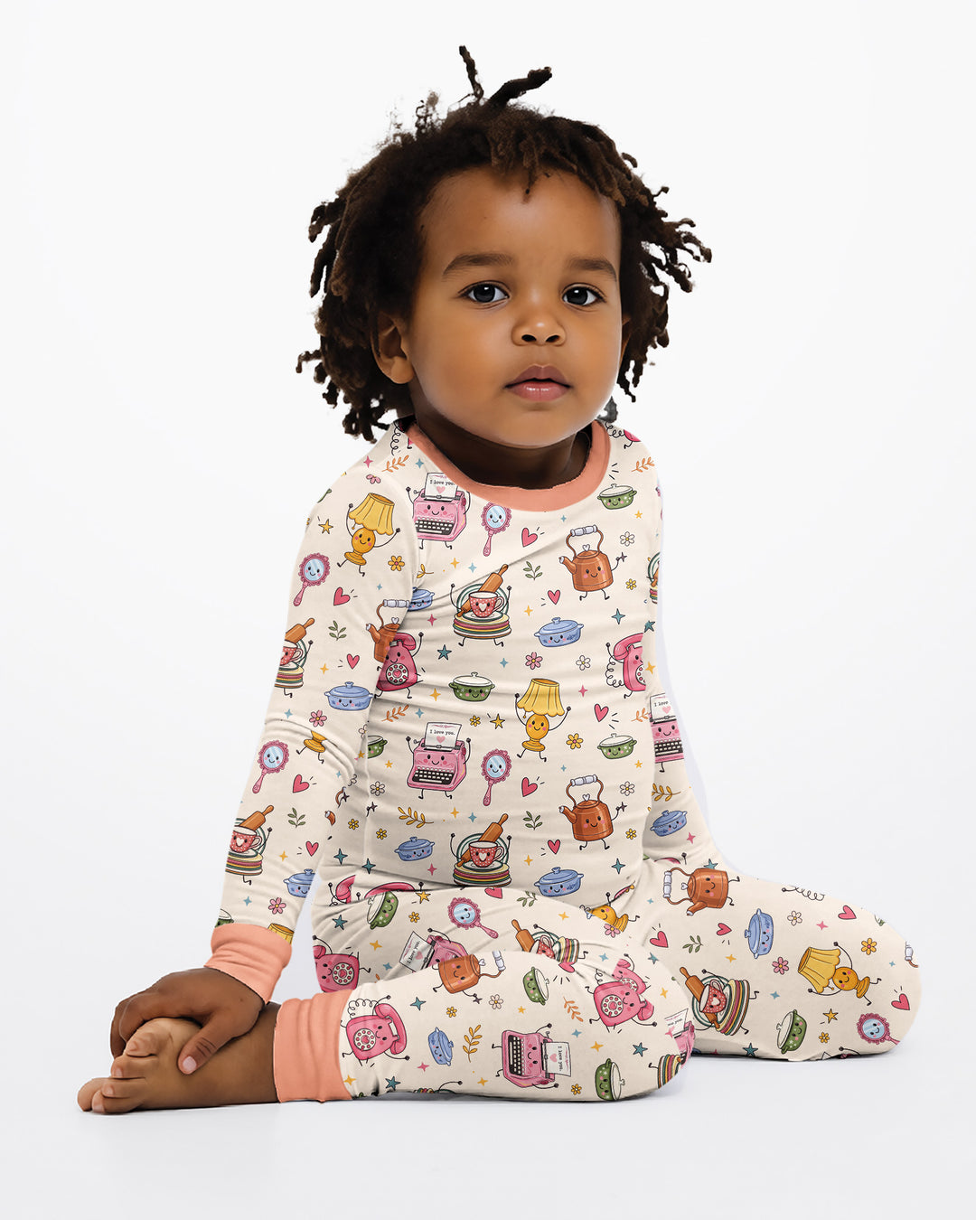 Retro Chasing Toy Bamboo Two Piece Long Sleeve Pajama Set