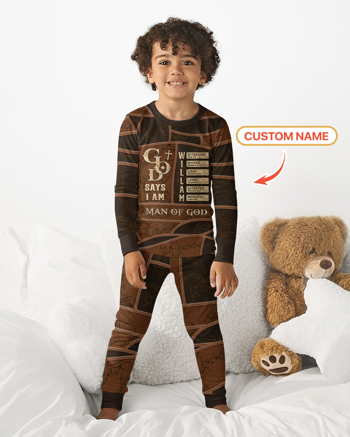 Personalized God Says I Am Letter In Bible Bamboo Two Piece Long Sleeve Pajama Set