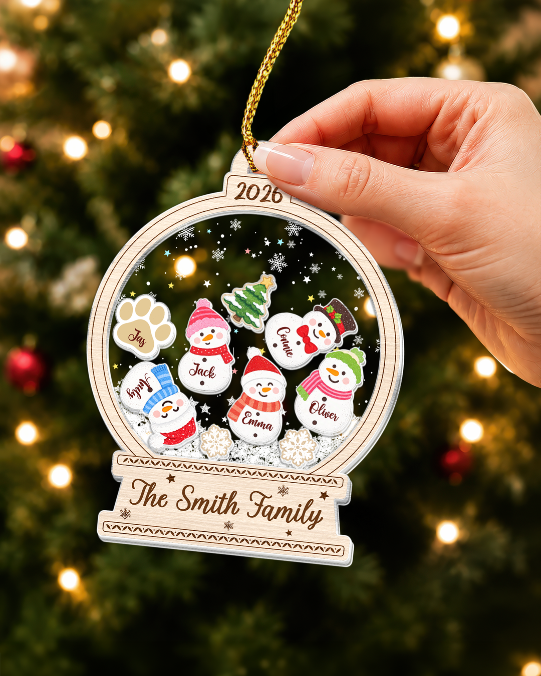 Snowman Family Christmas - Personalized Shaker Ornament