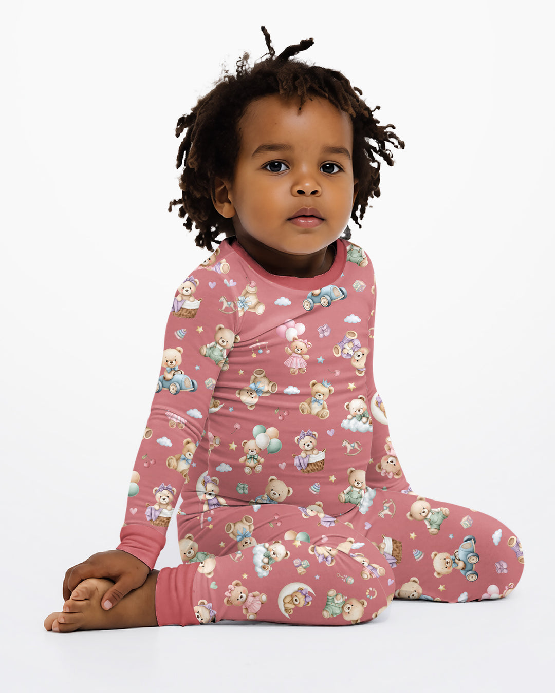 Kawaii Teddy Bamboo Two Piece Long Sleeve Pajama Set