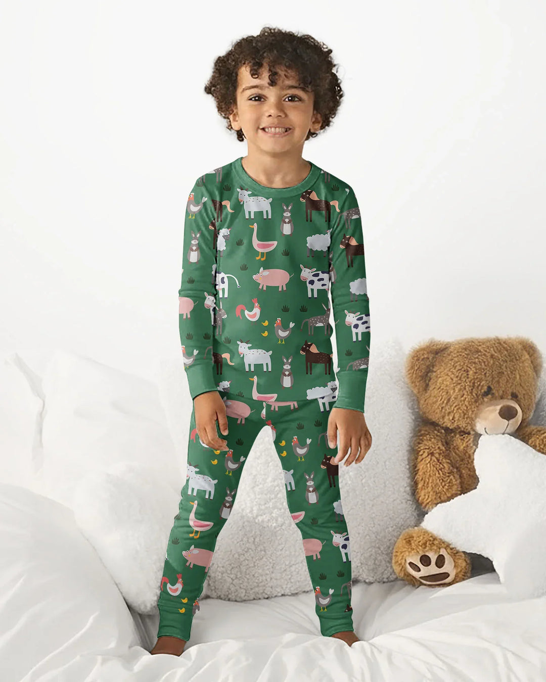Grüne Nutztiere Bambus Zweiteiliger Pyjama