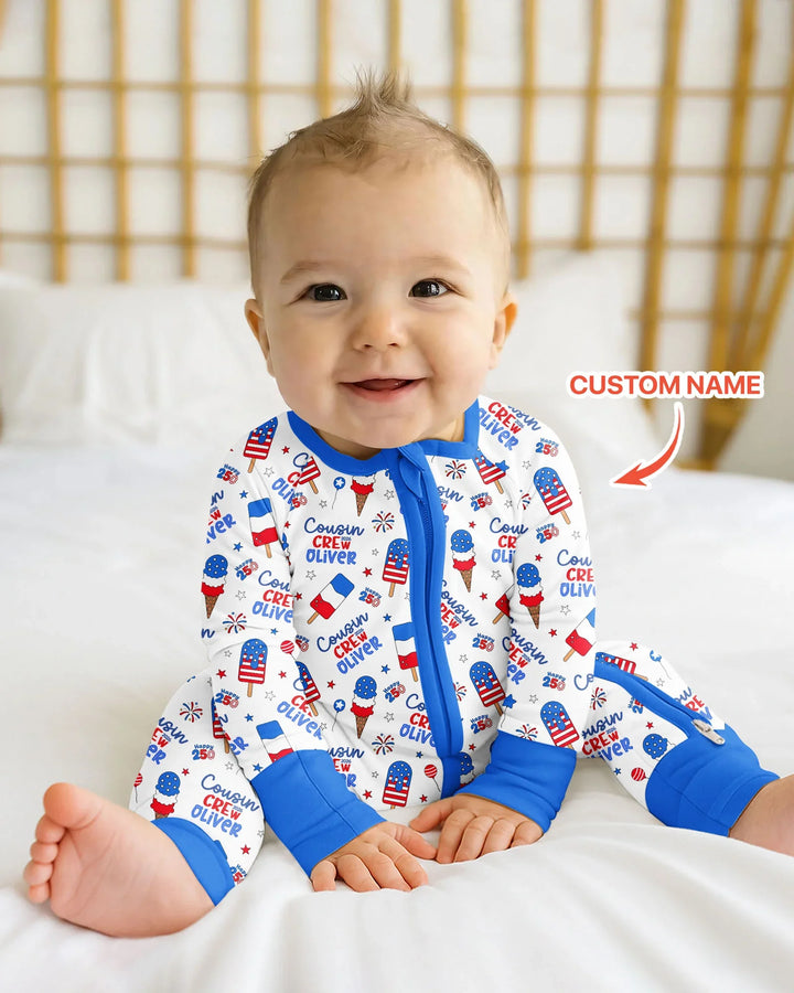 Custom Name 4th of July Cousin Crew Bamboo Convertible Zippy