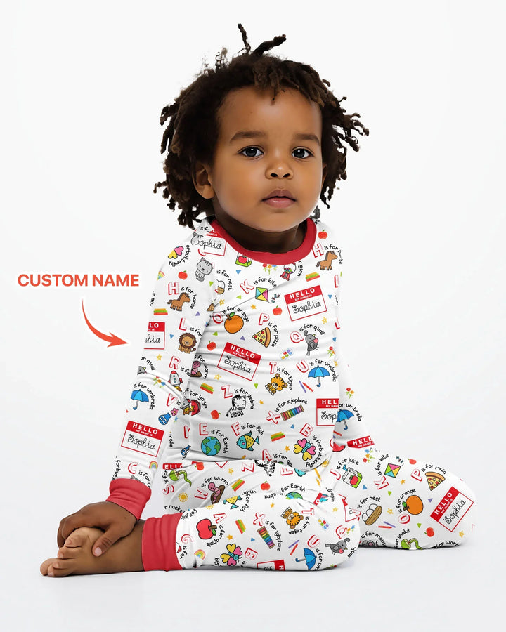 Zweiteiliges Langarm-Pyjama-Set mit Sommerfrüchten