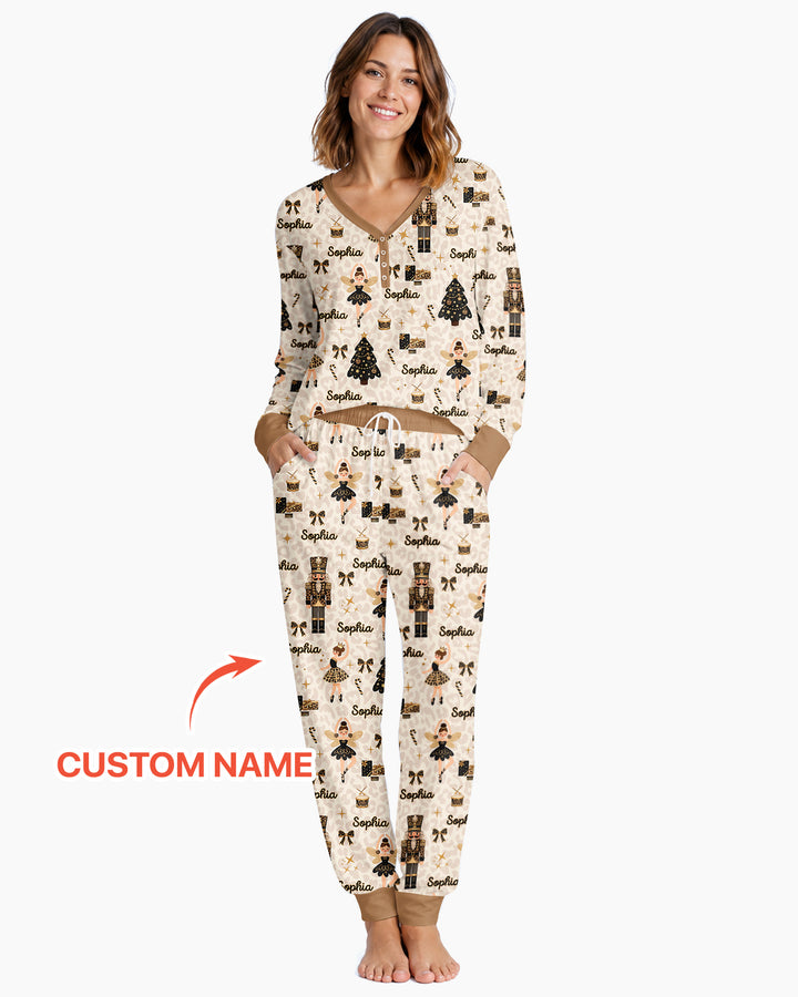 Custom Name Leopard Nutcracker Era Bamboo Women Pajama Set