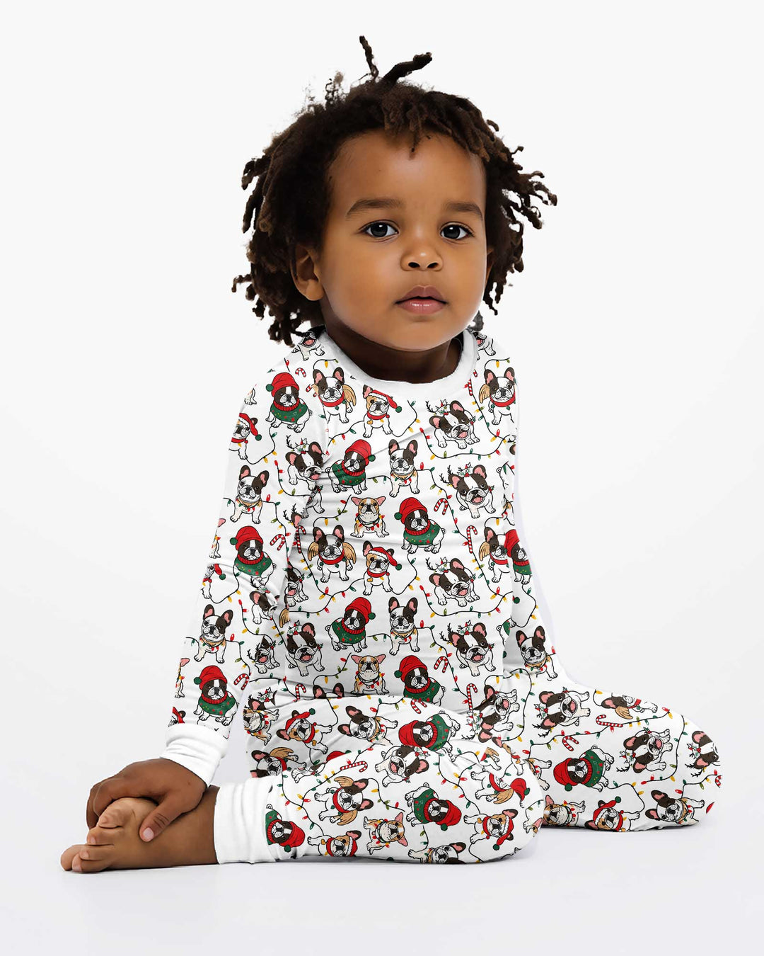 Bulldog Christmas Bamboo Two Piece Long Sleeve Pajama Set