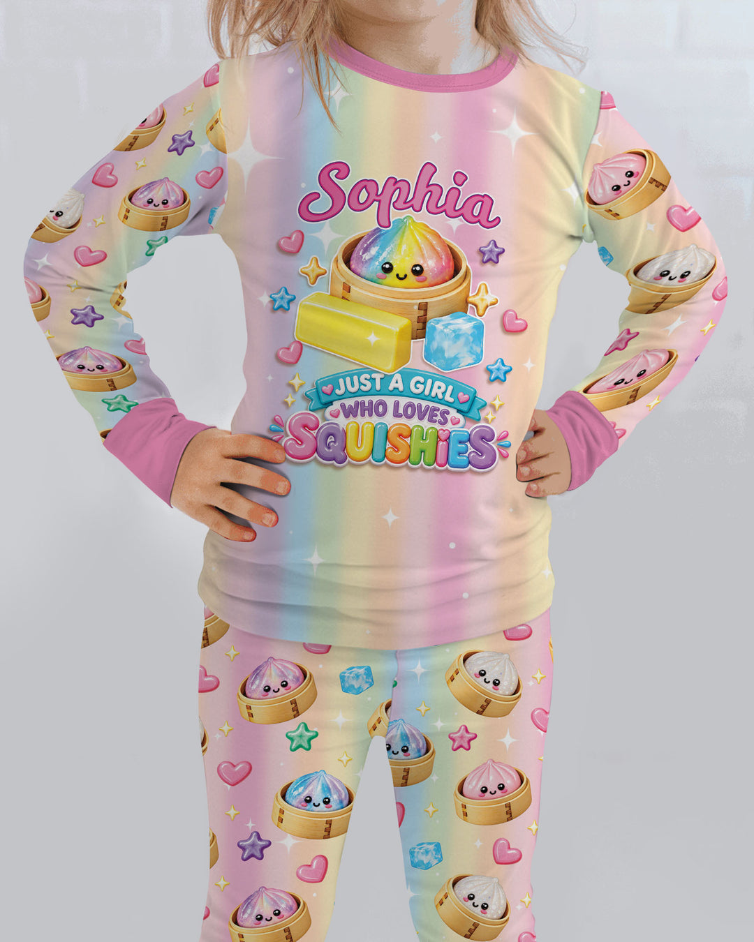 Just A Girl Who Loves Squishy Custom Name Bamboo Two Piece Long Sleeve Pajama Set