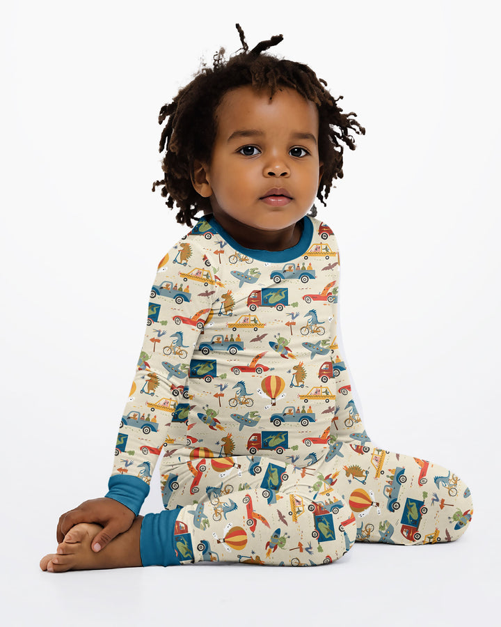 Monsters on the Move Bamboo Two Piece Long Sleeve Pajama Set