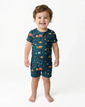 Dark Slate Gray Construction Bamboo Shorty Zippered Romper