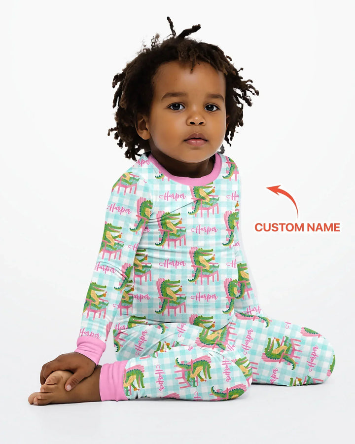 Zweiteiliges Langarm-Pyjama-Set mit Sommerfrüchten