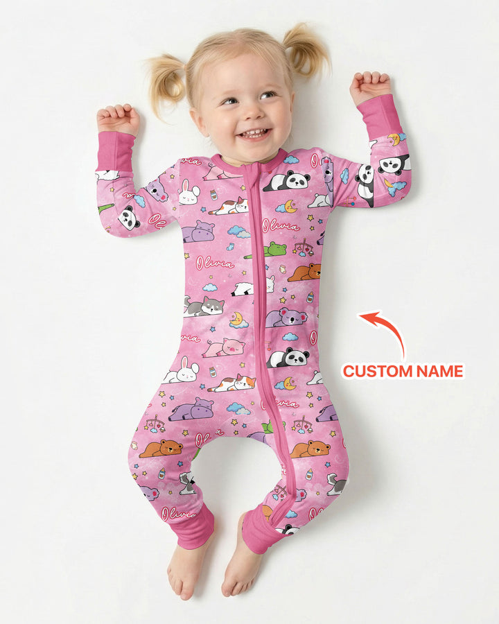Custom Name Sleeping Cutie Bamboo Convertible Zippy