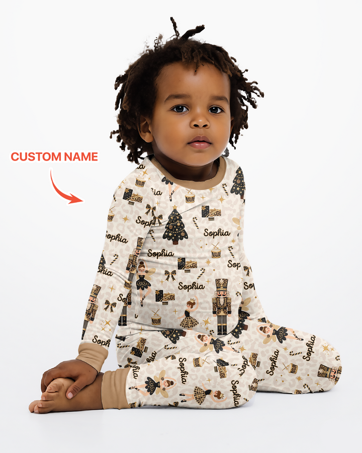 Custom Name Leopard Nutcracker Era Bamboo Two Piece Long Sleeve Pajama Set
