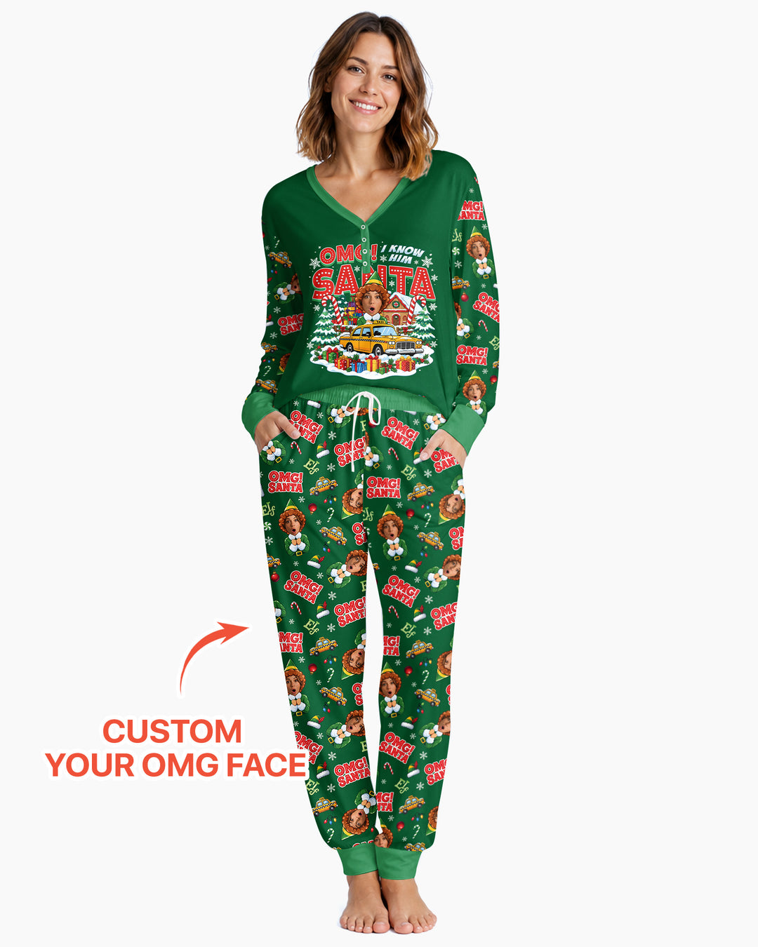 Custom Image OMG Santa Bamboo Women Pajama Set