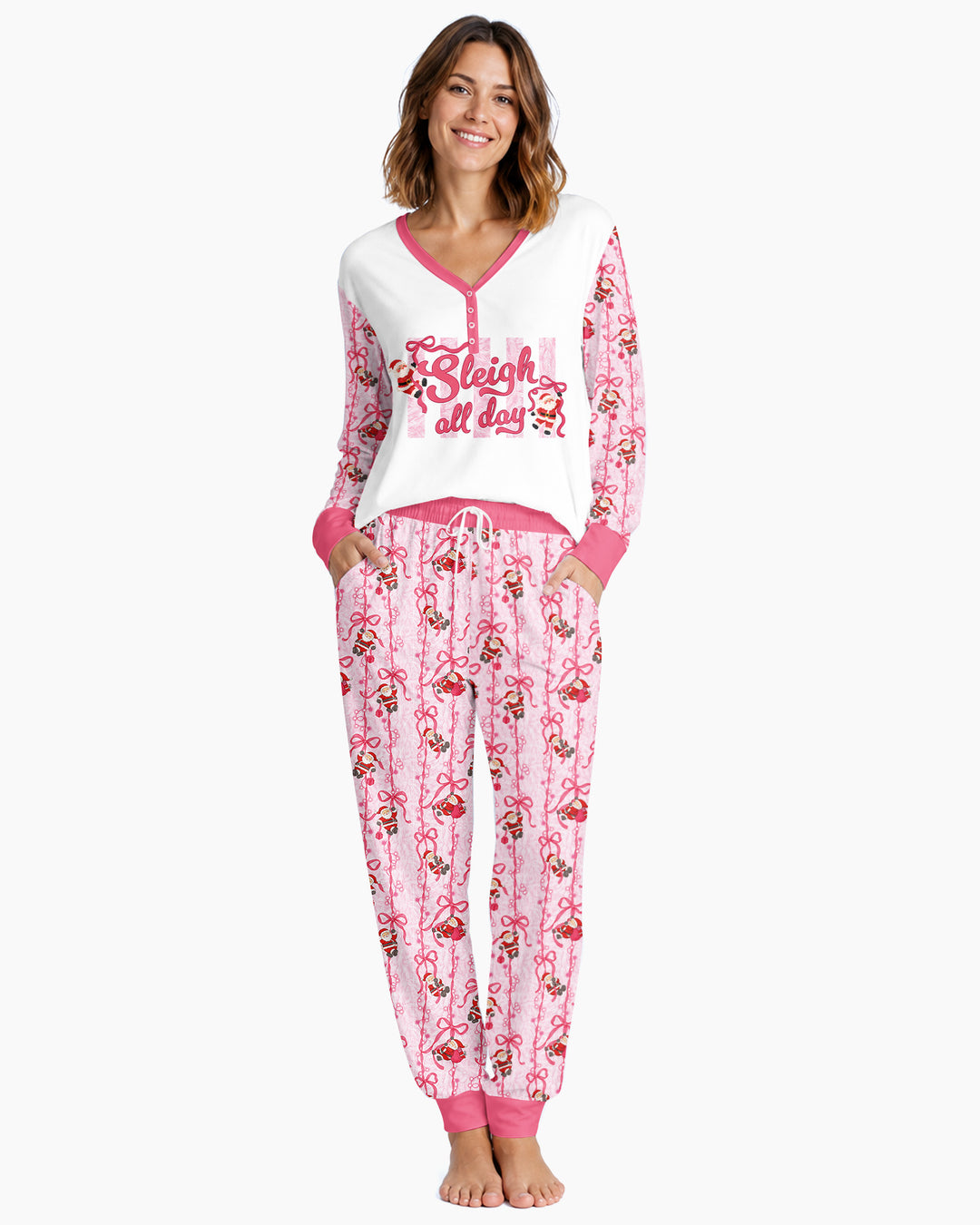 Sleigh All Day Santa Claus  Bamboo Women Pajama Set
