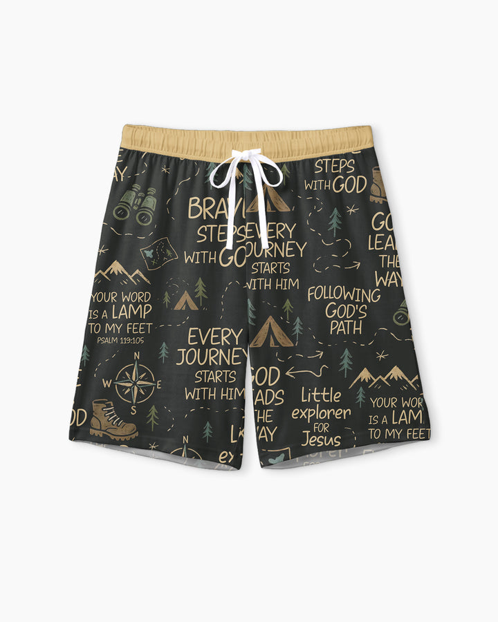 Little Explorer God Leads The Way Bamboo Men Short Sleeve Short Pajama Set